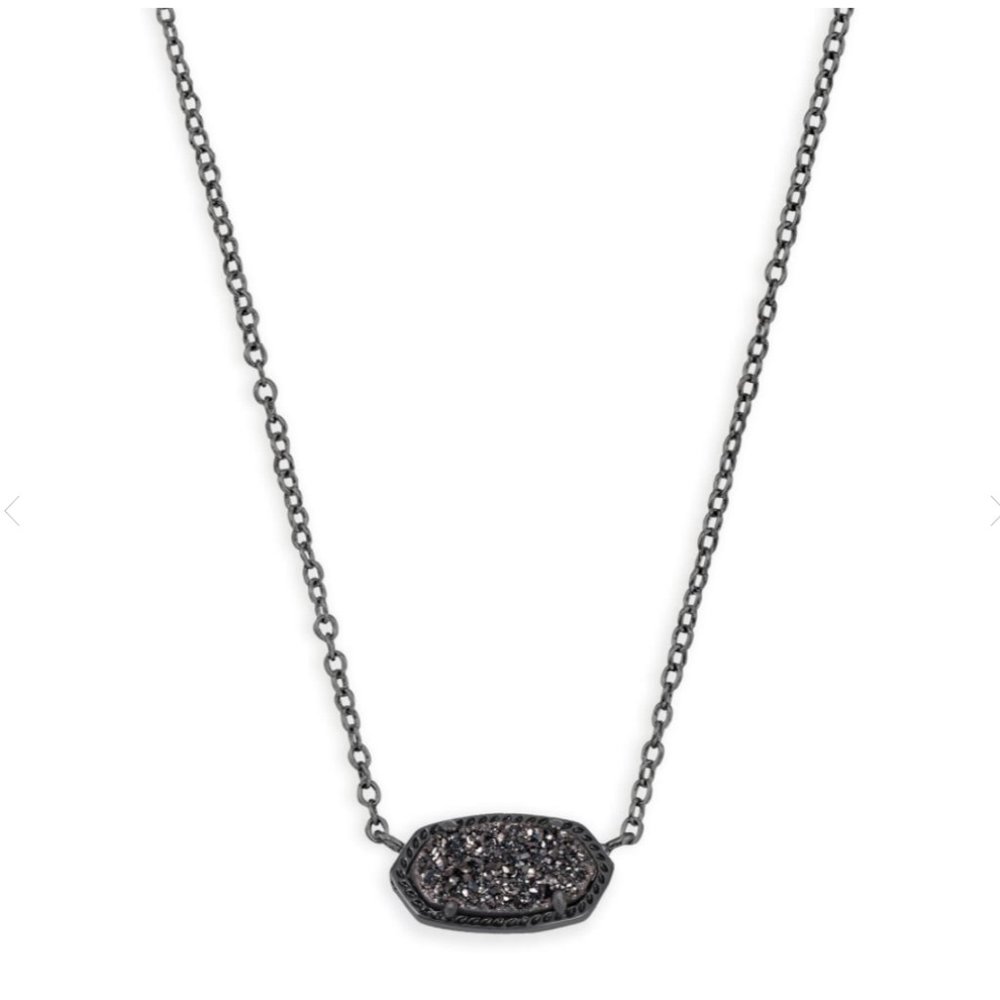 Kendra Scott Elisa Pendant Necklace- Black Drusy